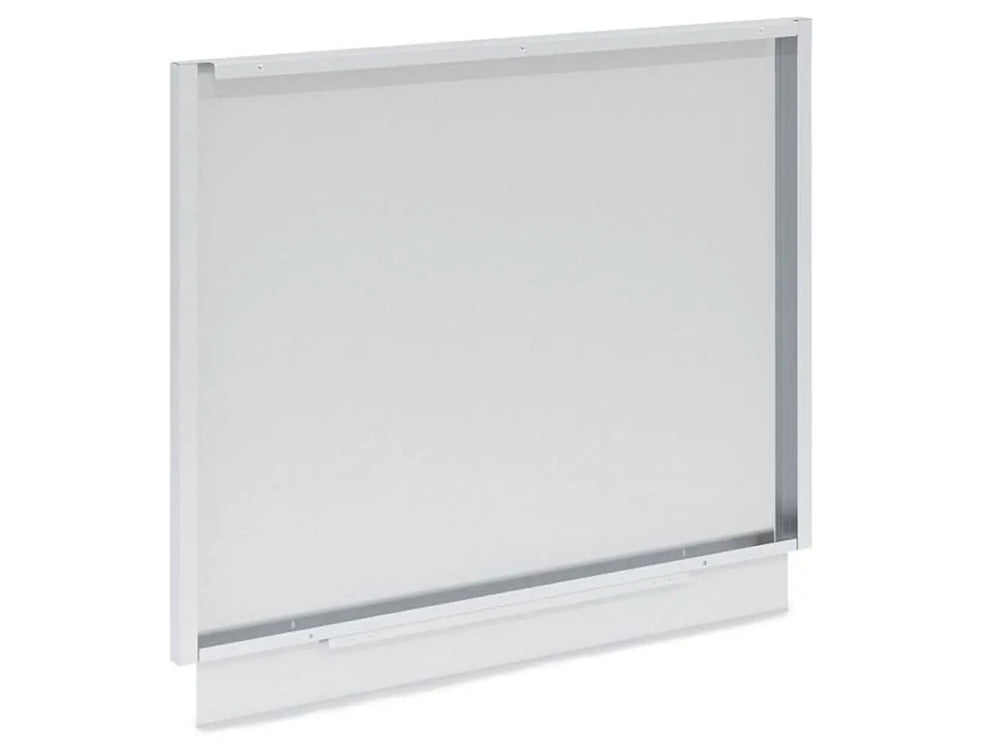 Side perspective of the Broil King 806060 rear panel finish showing the metal construction and support lip.