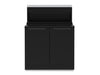 Broil King 815210 Baron 4 burner cabinet base front view with black double-door storage and rear shelf.