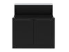 Broil King 816210 Baron 5 burner cabinet base front view with black double-door storage and rear shelf.
