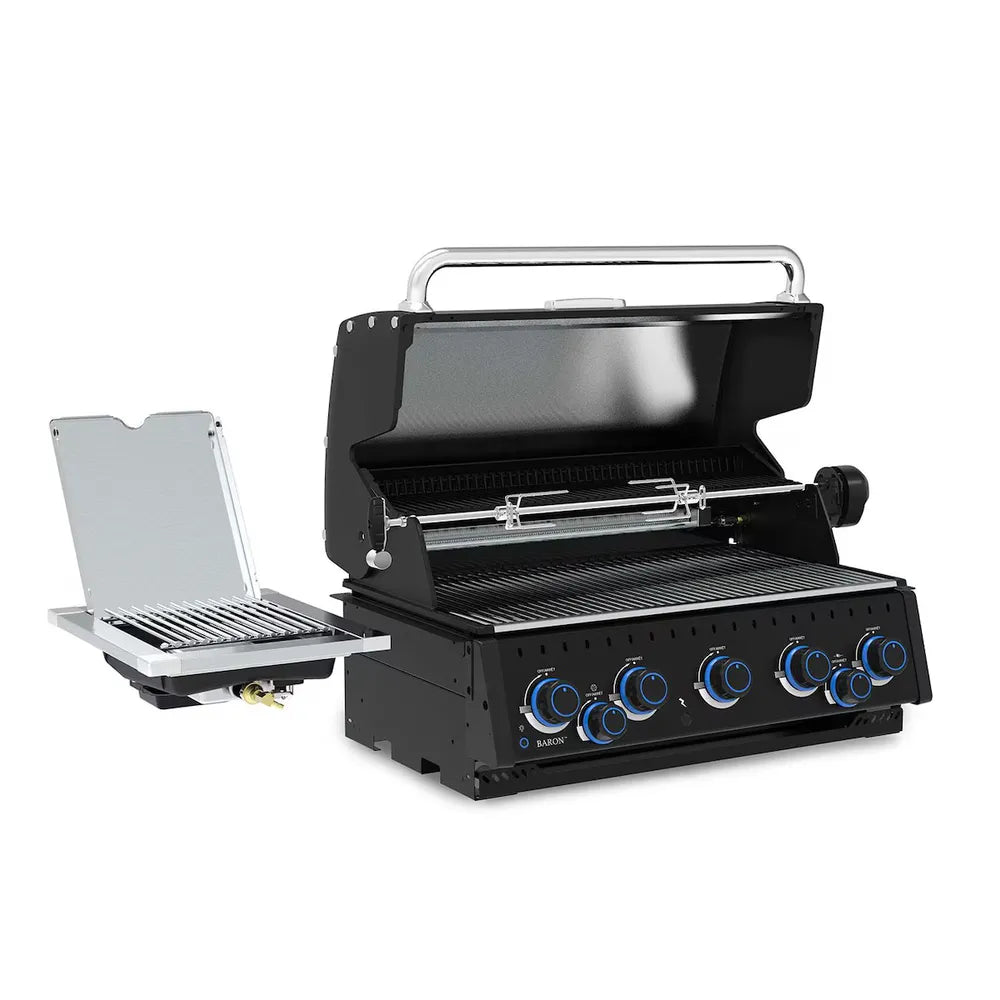Broil King Baron 590 IR Shadow built-in gas grill with lid open