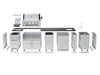 Exploded view diagram of the Broil King Imperial S 590iH modular outdoor kitchen components including grill head, countertop, and cabinets.