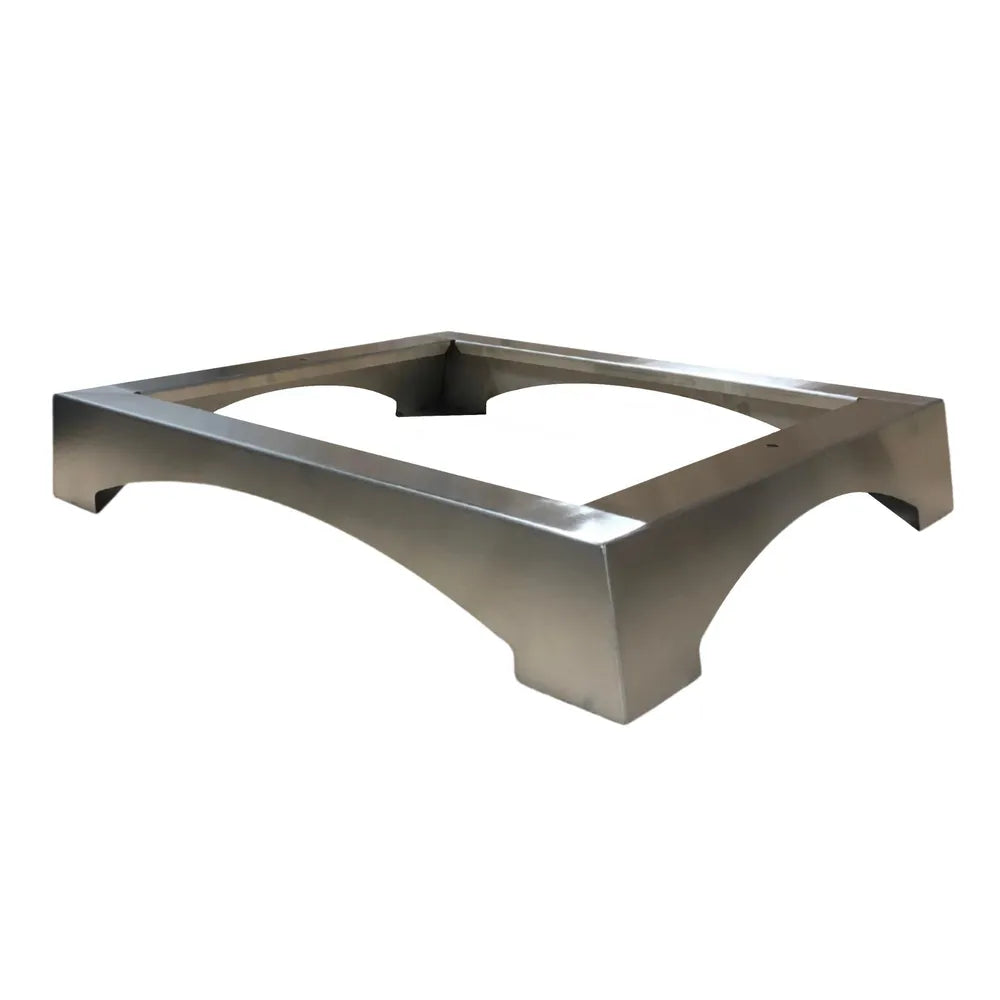 WPPO Karma 25 stainless steel countertop stand base for outdoor wood-fired pizza ovens.
