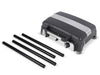 Broil King Porta-Chef Stove 200 portable propane stove with four detached black legs displayed beside the compact stove body.