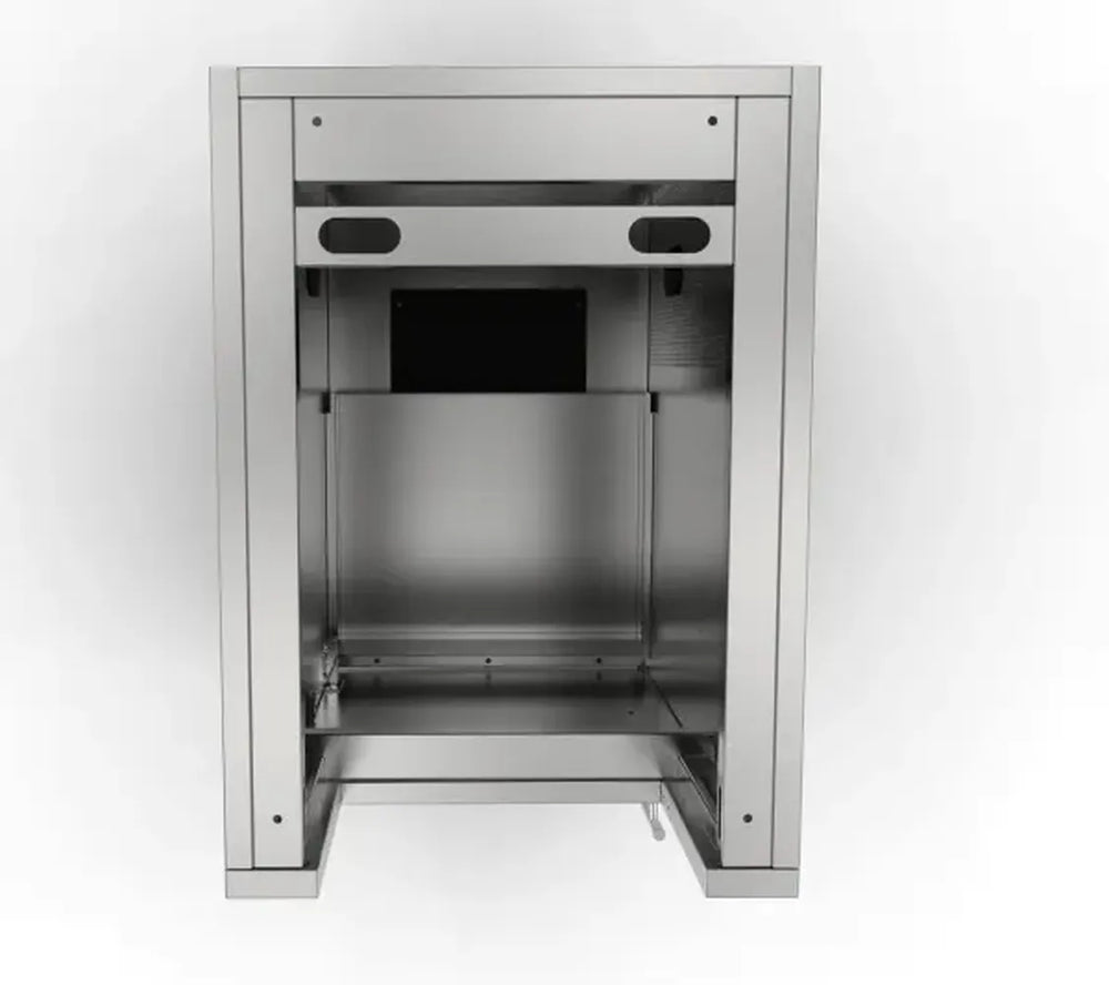 Sunstone SAC20CSDL 20" stainless appliance cabinet interior, open front cavity for built-in outdoor kitchen appliance installation.