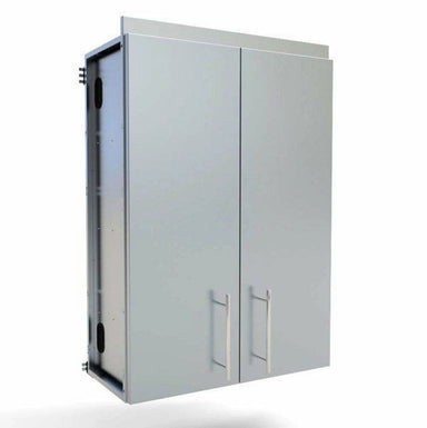 Profile view of Sunstone SWC30FDD double door outdoor wall cabinet showcasing the slim-line depth and weather-resistant finish.