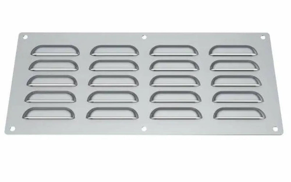 Sunstone Vent-L 15-inch by 6.5-inch professional louvered vent panel made of durable 304 stainless steel for outdoor kitchen island safety and airflow.
