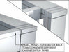 Close-up of the Sunstone ADA cabinet adjustable trim panel showing forward and backward movement for custom cabinet alignment.