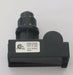 Close-up on Sunstone P-DBIgnitor double burner ignitor, AAA battery push-button spark igniter module for BBQ grills, black housing with knob.