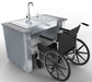 Wheelchair accessibility demonstration of the Sunstone ADA44BC sink cabinet showing ample legroom and ergonomic design.