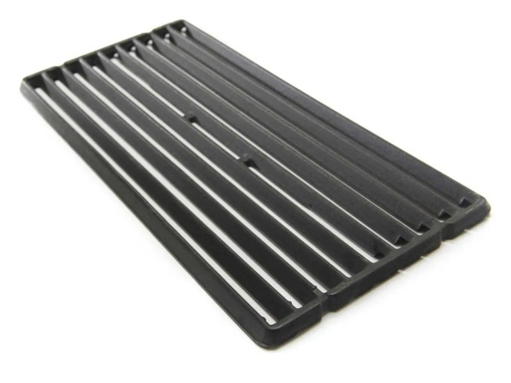 Close-up of a heavy-duty black cast iron cooking grate for the Broil King Regal Charcoal Offset 500 smoker grill.