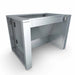 Empty Sunstone ADA44BC 44-inch stainless steel ADA compliant combo sink base cabinet frame showing open knee clearance.