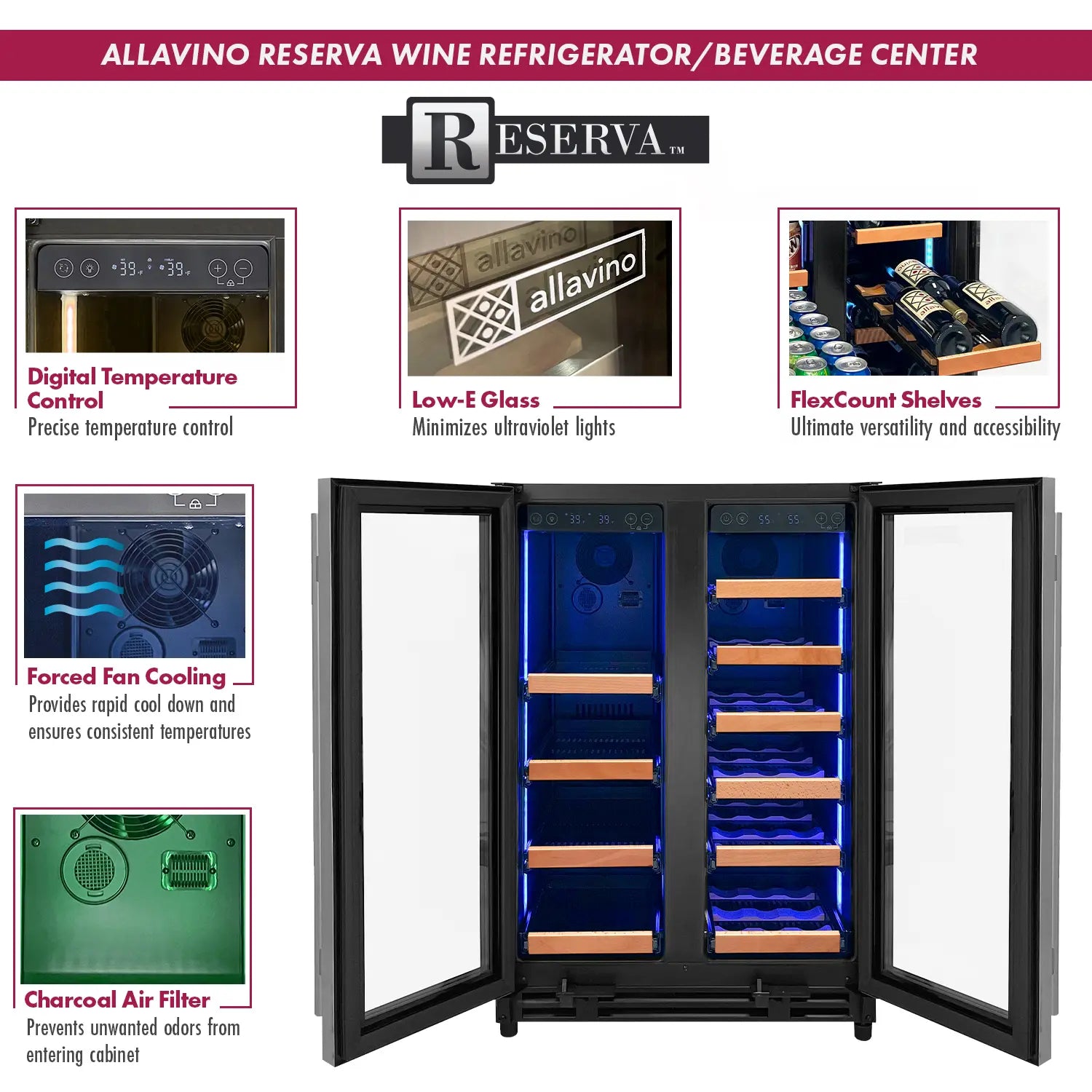 Allavino Reserva Series Model VSBCW34FD 24" Wide Wine Refrigerator and Beverage Center