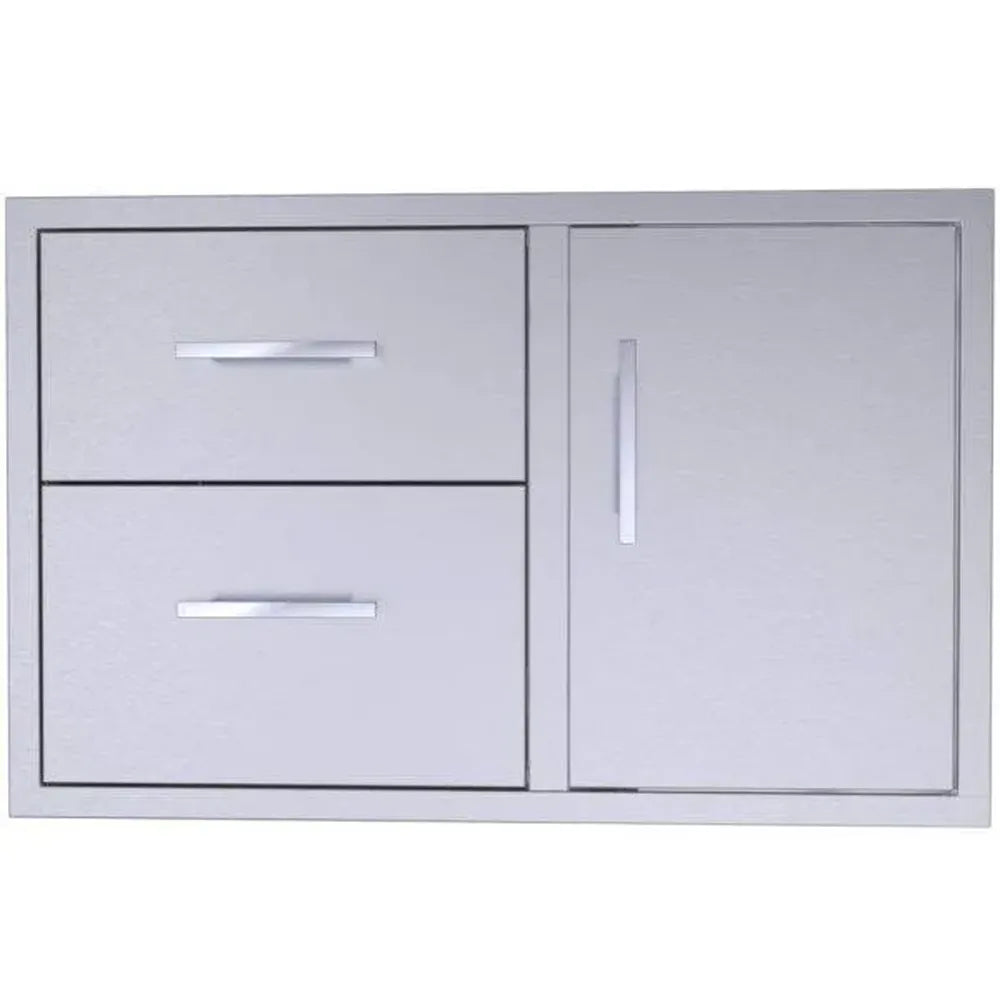 Sunstone BA-DDC36 36-inch 304 stainless steel drawer and door combo, two stacked drawers left and access door right.
