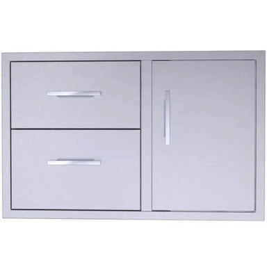 Sunstone BA-DDC36 36-inch 304 stainless steel drawer and door combo, two stacked drawers left and access door right.