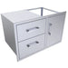 Angled view of Sunstone BA-DDC36 36-inch 304 stainless steel drawer and door combo for outdoor kitchen islands.