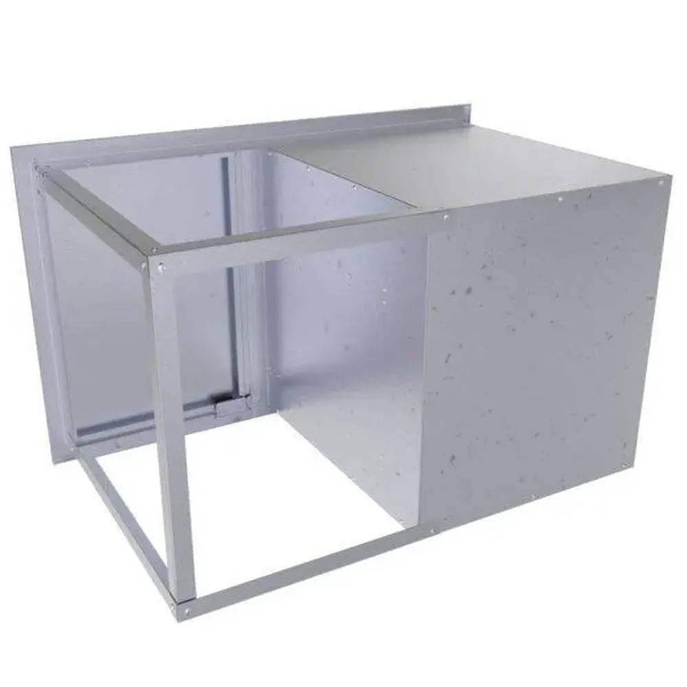 Back view of Sunstone BA-DDC36 36-inch 304 stainless steel outdoor kitchen cabinet frame with open cutout.