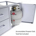Sunstone BA-DDC36 drawer and door combo showing storage space for propane tank behind right access door (tank not included).