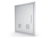 Angled view of Sunstone BA-VDVR1420 304 stainless right vertical vented door, flush-mount frame and sleek handle.