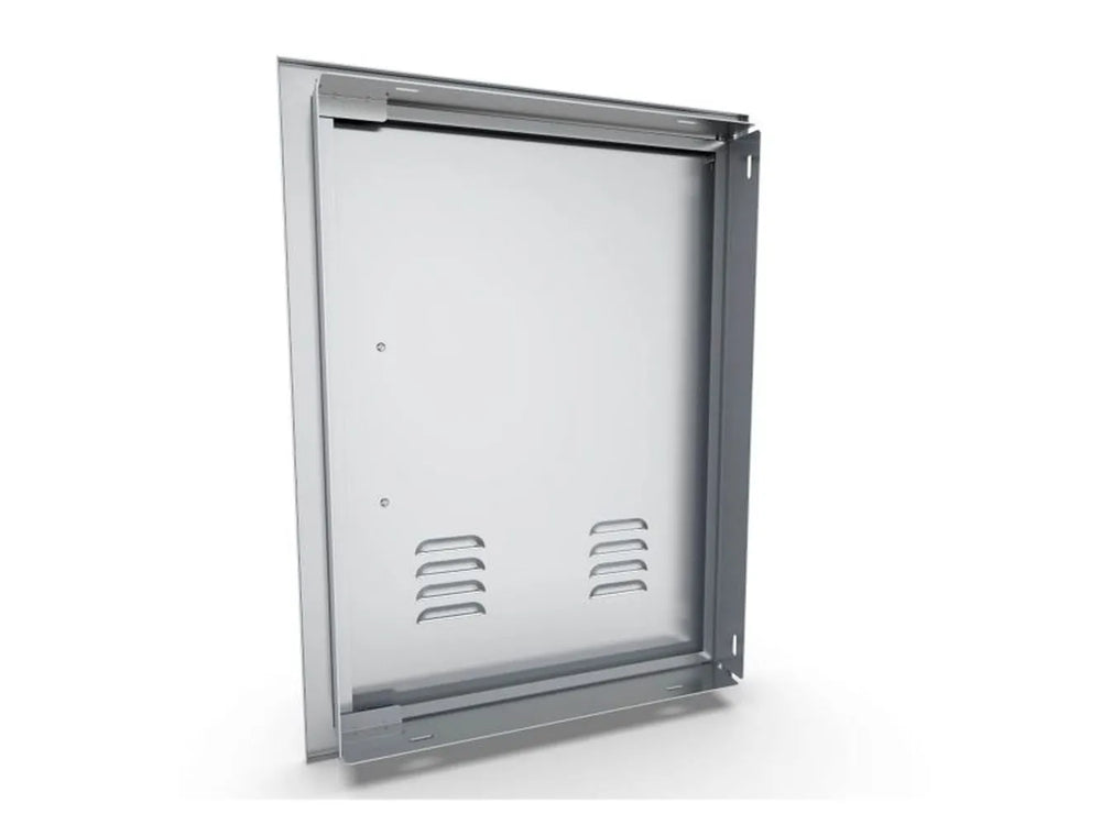 Rear/installation view of Sunstone BA-VDVR1420 vented access door showing mounting frame, hinge side, and inner vented panel.