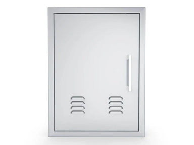 Sunstone BA-VDVR1420 right vertical vented access door, 304 stainless steel, front view with right-side handle and lower vent slots.