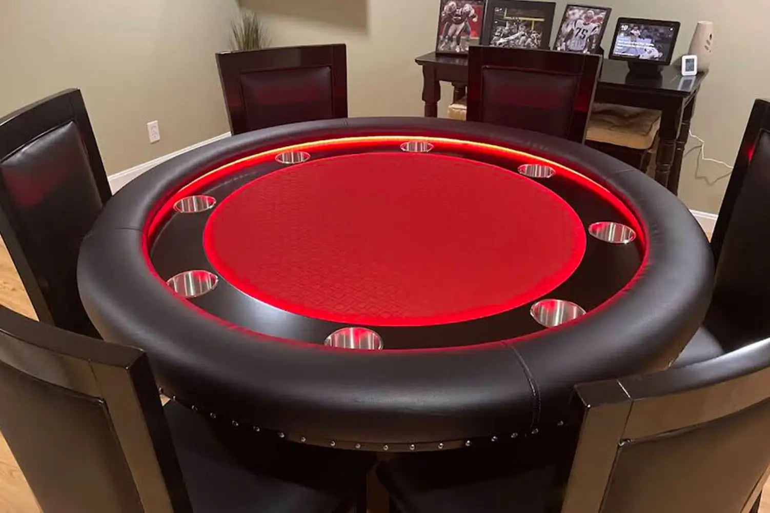 BBO Ginza Round – LED Poker Table for 8 with Dining Option