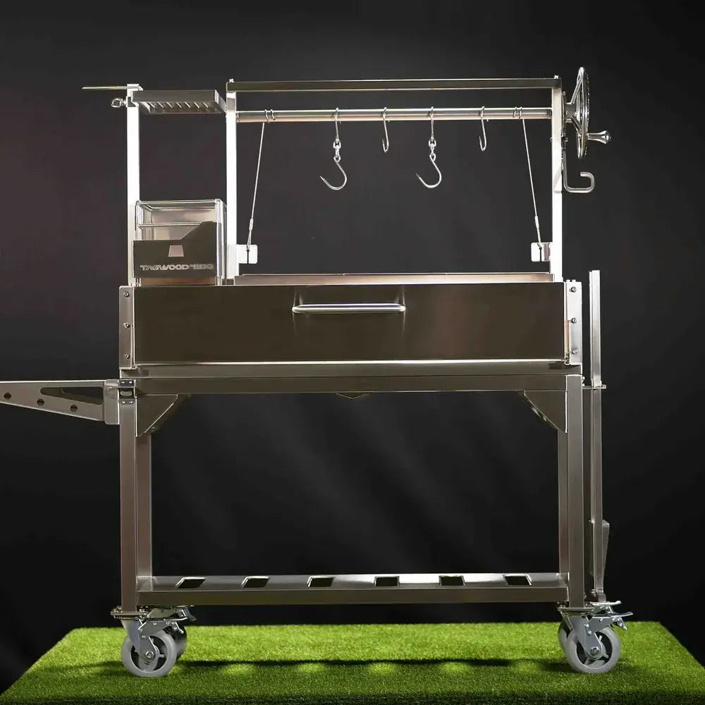 Tagwood BBQ03SS Santa Maria grill rear view stainless steel frame and firebox