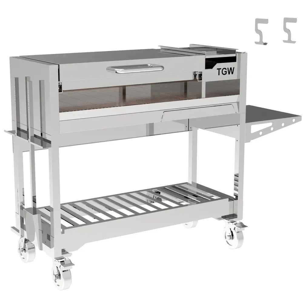 Tagwood BBQ18SS Gaucho charcoal grill with side table and brazier attachment