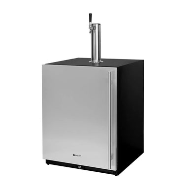 Kegco 24" Single Tap ADA Kegerator with stainless steel door, black cabinet, and single chrome draft tower