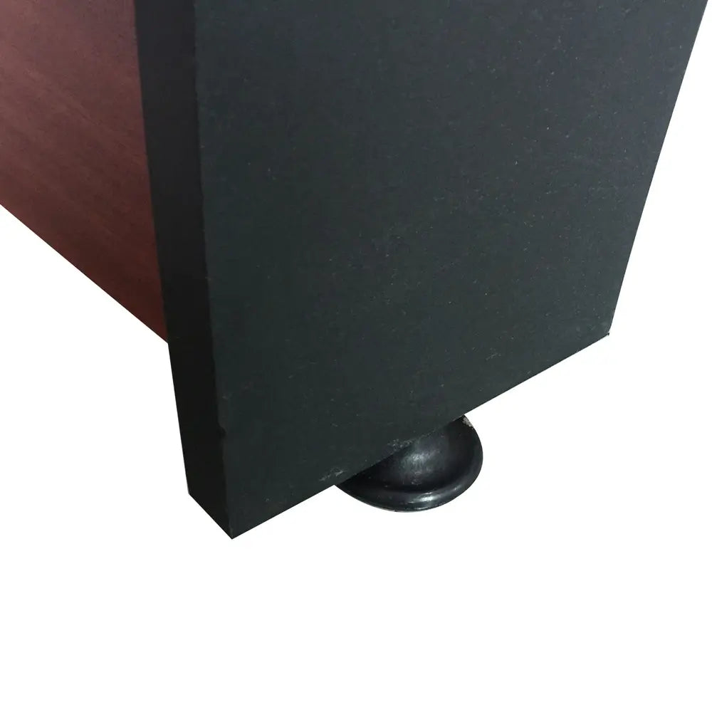 A detailed shot of the adjustable leg leveler on the Hathaway Metropolitan 54-inch Foosball Table, showing it at the base of the pedestal leg.