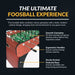 A graphic titled "The Ultimate Foosball Experience" for the Hathaway Metropolitan 54-inch Foosball Table. It highlights key features with corresponding images: Smooth Gameplay with EZ-Spin bearings, Ergonomic Handles, and a Sturdy Arched Pedestal Base.