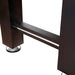 Sturdy black leg support bar connecting two legs of a foosball table for enhanced structural stability and durability.