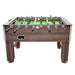 Side profile of the foosball table featuring dual chrome manual score keepers and integrated cup holders.