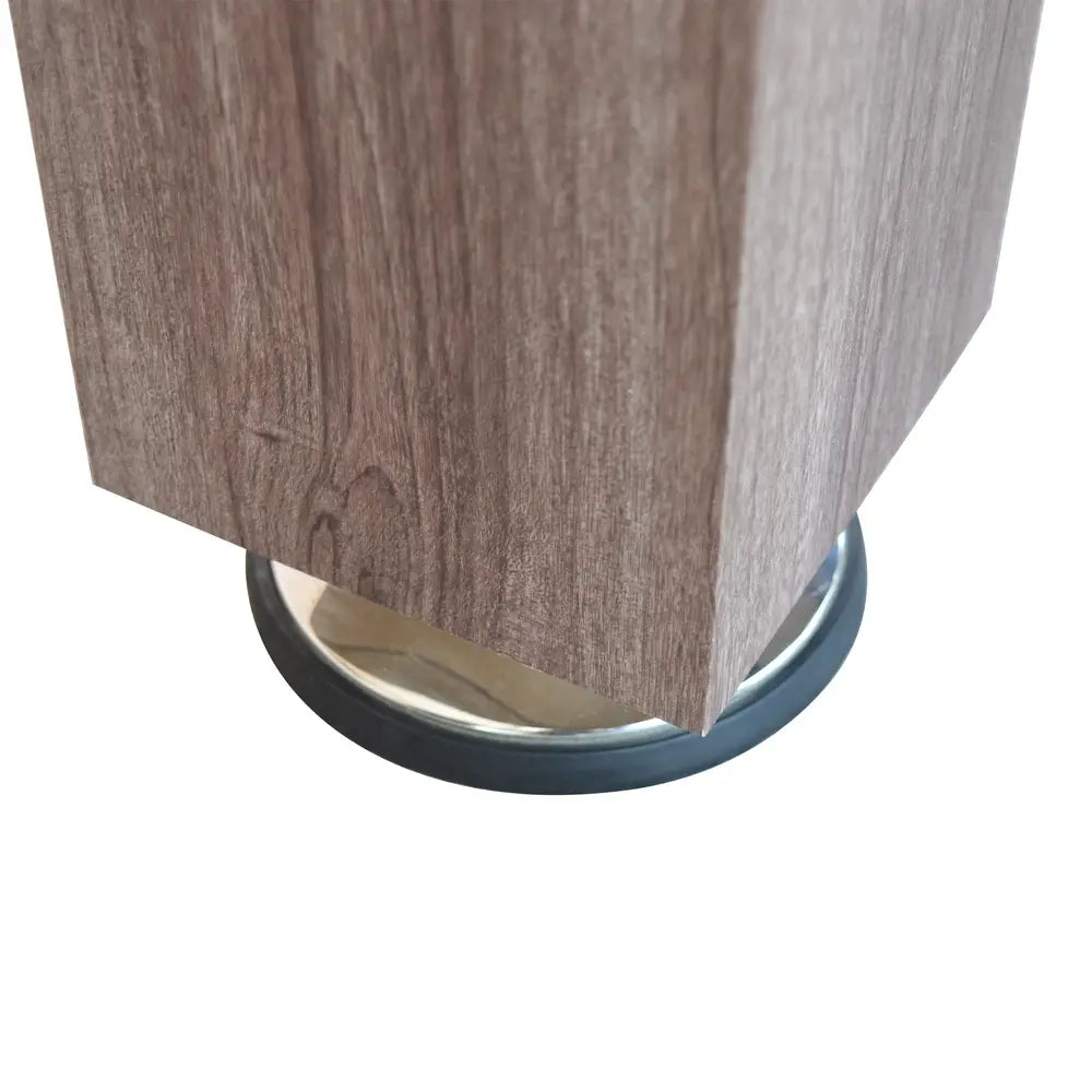 Sturdy box leg with adjustable chrome leg leveler for stable gameplay on uneven surfaces.