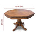 Kingston round oak game table dimensions showing 48-inch diameter and 31-inch height, ideal for use as a poker, bumper pool, or dining table in home entertainment spaces.
