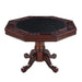 Kingston 3-in-1 dark oak poker table with faux leather playing surface, eight chip trays, and drink holders, designed for home card games and casino-style entertainment.