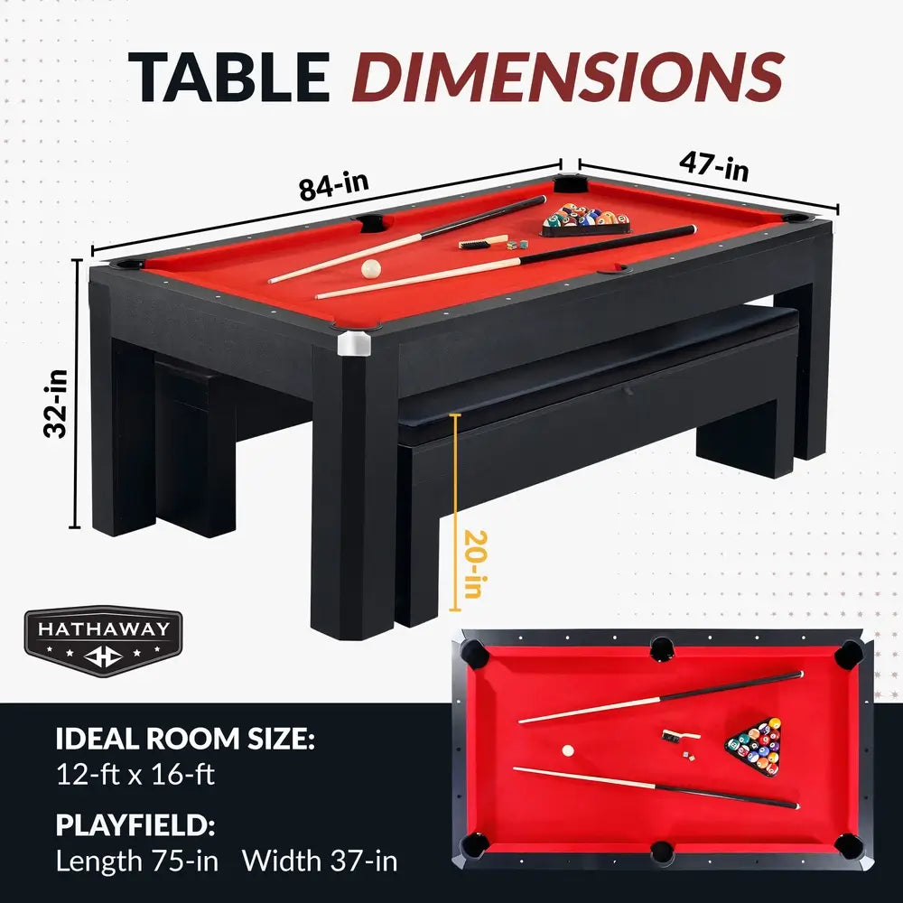 Hathaway Park Avenue 7-ft Pool Table – Dining Combo Set