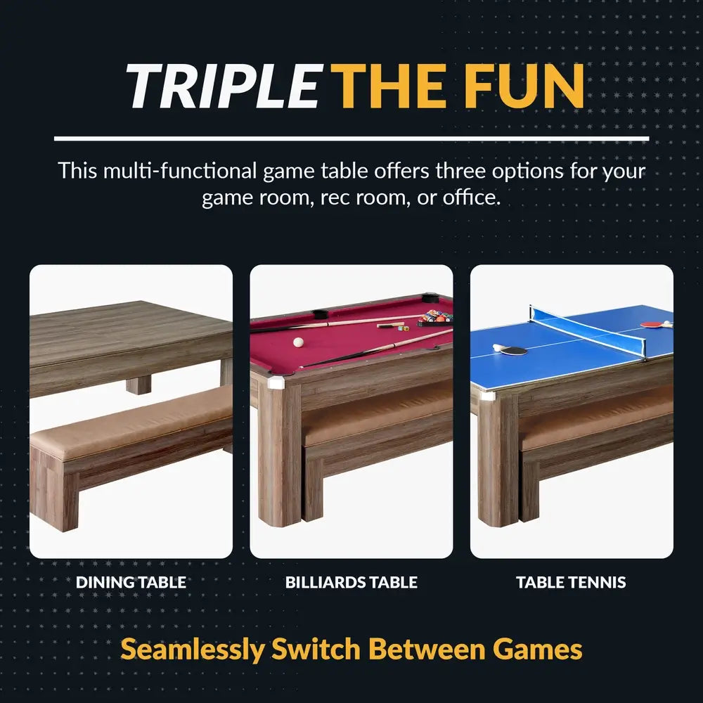 Hathaway Newport 7-ft Pool Table Combo – Dining & Benches
