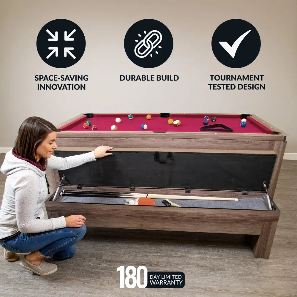 Hathaway Newport 7-ft Pool Table Combo – Dining & Benches