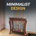 Minimalist design of the Hathaway Deluxe Floor Cue Rack neatly holding cues, triangle racks, and a full ball set, adding elegant organization to a game room.