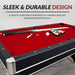 Hathaway Spartan 6-ft Pool Table with Table Tennis Top shown in pool mode with red felt surface, matte black melamine-coated frame, and chrome corner accents for modern aesthetics and lasting durability.