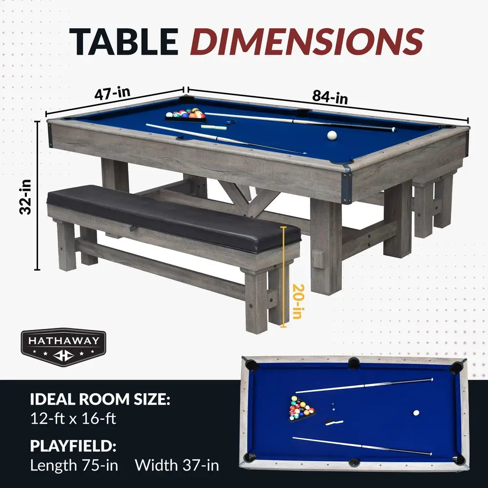 Hathaway Logan 7-ft Pool Table – Rustic Barnwood Combo