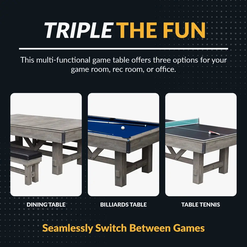 Hathaway Logan 7-ft Pool Table – Rustic Barnwood Combo