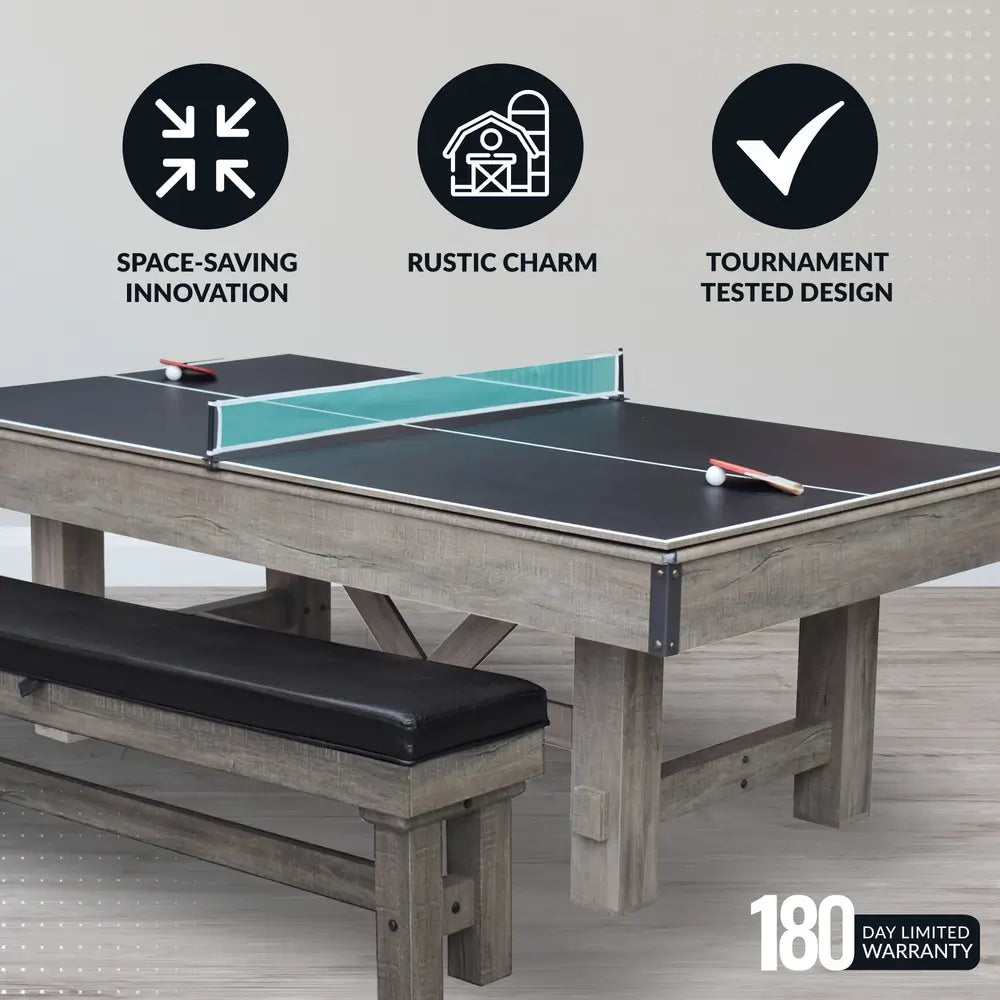 Hathaway Logan 7-ft Pool Table – Rustic Barnwood Combo