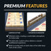 Premium features of Hathaway Cheyenne table including carpeted gutters for noise reduction and built-in abacus scorekeeper on both sides.