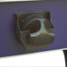 Mounted storage holder attached to the side of the air hockey table, securely holding a black striker for convenient access during play.