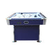 End view of the Hathaway Phantom II air hockey table, displaying the scoring system control panel, puck return slot, and streamlined design suitable for game rooms or basements.