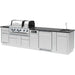 Right-side perspective of the Broil King 11-foot outdoor BBQ island highlighting the stainless steel sink.