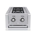 Front view of the Broil King Imperial S200 stainless steel double side burner featuring two control knobs and heavy-duty construction.