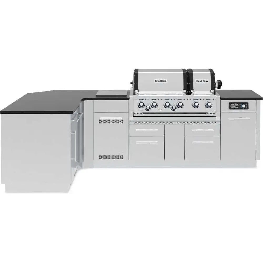 Broil King Imperial QS 690i built-in gas grill head featuring dual cooking chambers and integrated iQue smart technology.