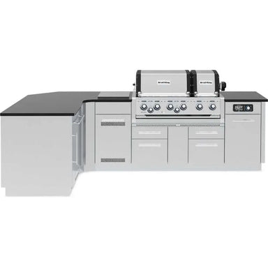 Broil King Imperial QS 690i built-in gas grill head featuring dual cooking chambers and integrated iQue smart technology.